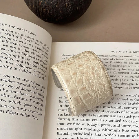 Zola Croc-Embossed Leather Cuff Bracelet