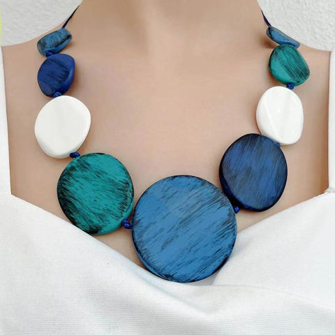 Zurah Colorful Circle Tribal Bib Necklaces - 6 Colors watereverysunday