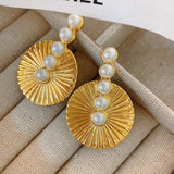 Zuria Vintage Gold Disk and Pearl Earrings watereverysunday