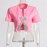 Lana Crystal Bow Embellished Crop Top