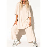 Izara Two-Piece Prints Casual Tee and Pants Set