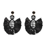 Wella Bohemian Straw Fan Tassel Earrings