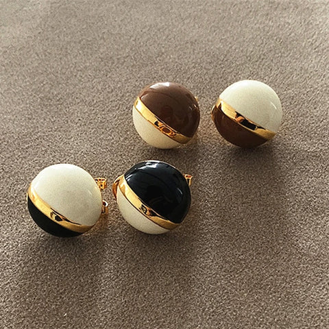 Ines Two-Tone Enamel Sphere Clip Earrings