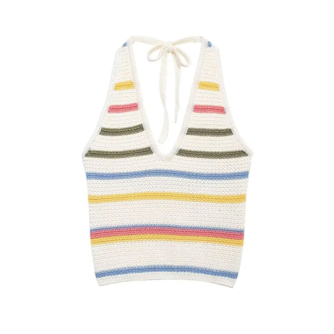 Chiara Striped Crochet KnitHalter Top & Short