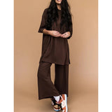 Izara Two-Piece Prints Casual Tee and Pants Set