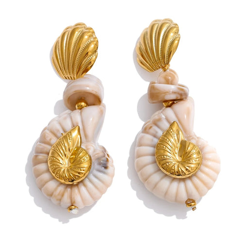 Ocean Resin Shell Conch Drop Earrings