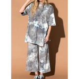 Izara Two-Piece Prints Casual Tee and Pants Set