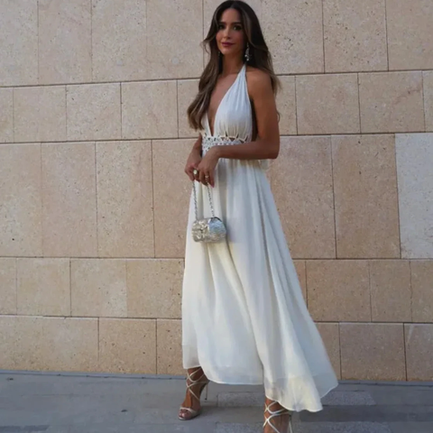 Hollie Goddess Grecian Halter Dress - Size Small