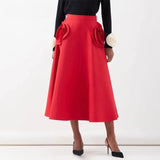 Klara Rosette Applique Flare Skirt