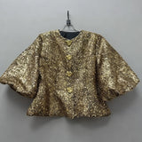 Natasha Sequin Puff-Sleeve Cropped Jacket