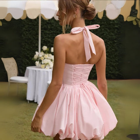 Marianne Corset Mini Halter Bubble Dress