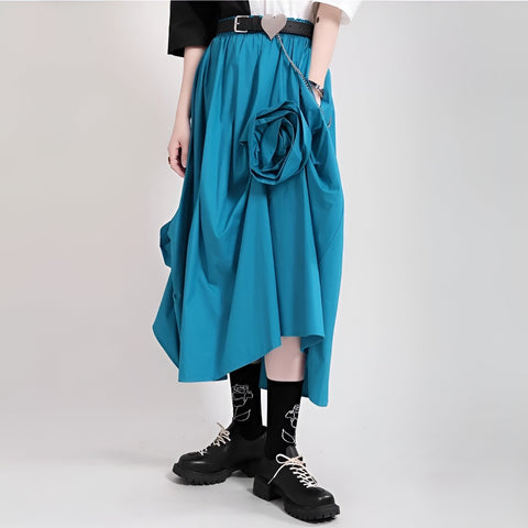 Katrina Rose Applique Blue Midi Skirts
