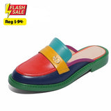 Sidney Multi Color Block Genuine Leather Slide - 37(US 6.5) SALE