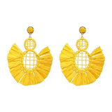 Wella Bohemian Straw Fan Tassel Earrings