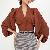 Béatrice Puff Sleeve Empire Blouse - 2 Colors