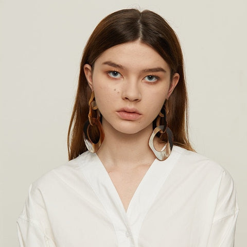 Roma Marble Acetate Chain Link Earrings
