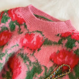 Ina Pink Floral Fuzzy Sweater