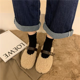 Rumina Belted Lambswool Ballet Flats - watereverysunday