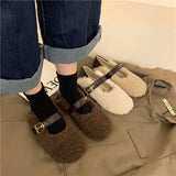 Rumina Belted Lambswool Ballet Flats - watereverysunday